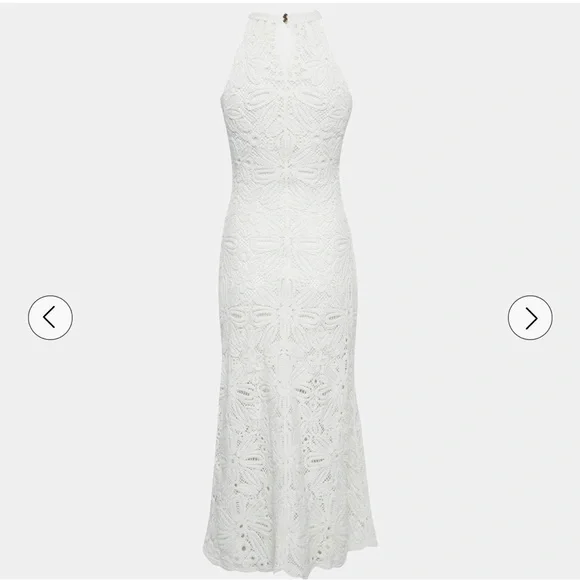 Maje White knit midi dress Lace Halter-Style Maxi Dress - Picture 4 of 11